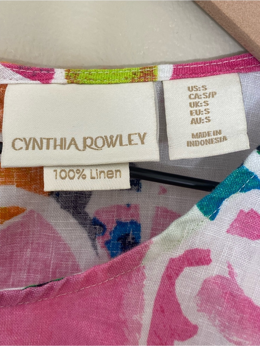 Cynthia Rowley Tropical Bright Vibrant Floral A-Line Shift Linen Dress Small - Picture 5 of 9